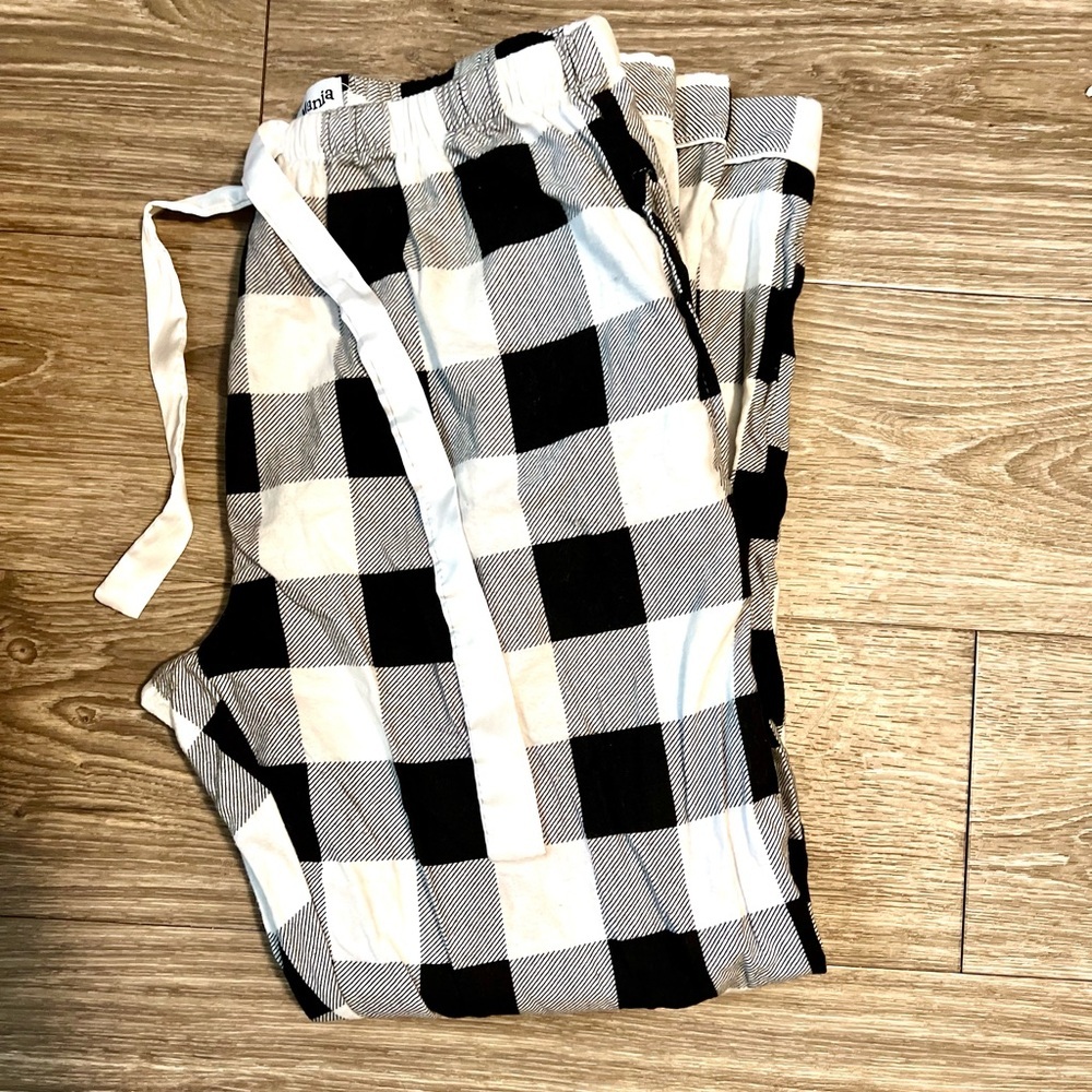 Plaid Pajama Pants - Black and White